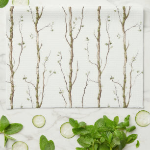 Green Brown Trees Tea Towel