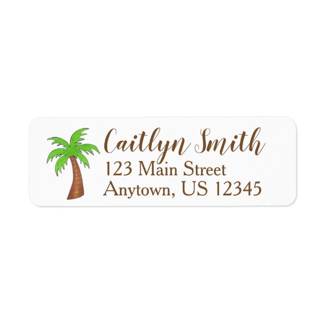 Green/Brown Tropical Palm Tree Labels (Front)