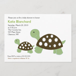 Green & Brown Turtle Modern 5x7 Baby Shower Invitation
