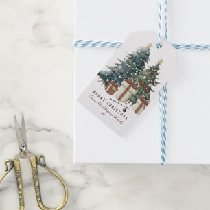 Green & Brown Watercolour Christmas Tree Gift Tags