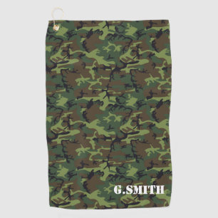 Green Brown Woodland Camouflage. Camo your Golf Towel