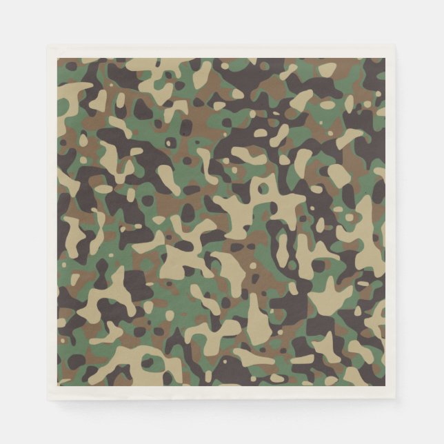 Green Brown Woodland Camouflage. Camo your Napkin (Front)