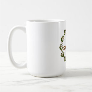 Green Brown Wreath Watercolor Botanical Foliage Coffee Mug