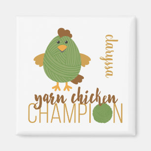 Green & Brown Yarn Chicken Champion Magnet