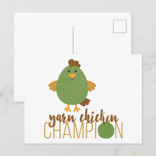 Green & Brown Yarn Chicken Champion Postcard