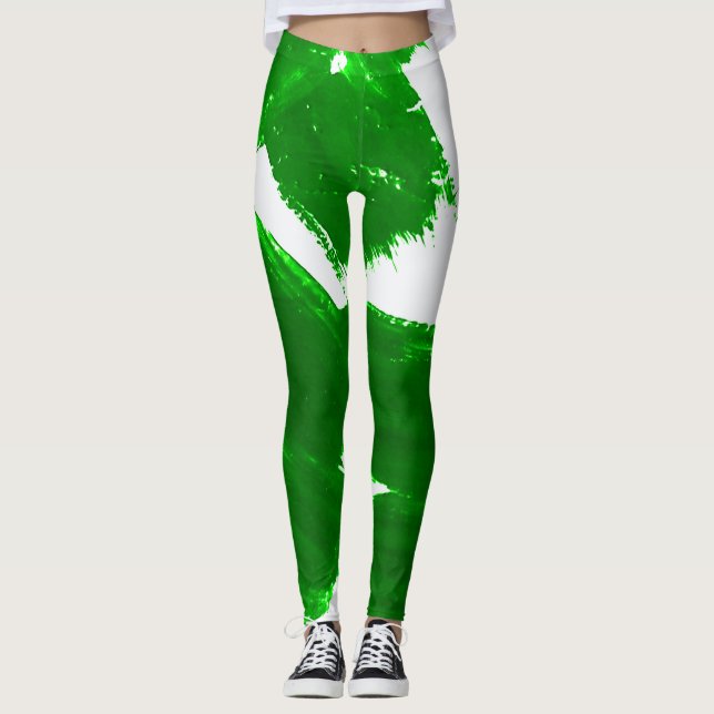 Green brush strokes leggings (Front)