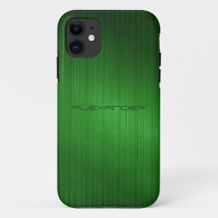 Green Brushed Aluminium Metal Look-Monogram iPhone 11 Case