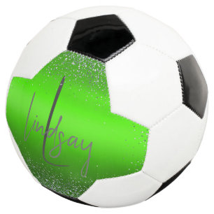 Green Brushed Metal Glitter Monogram Simple   Football