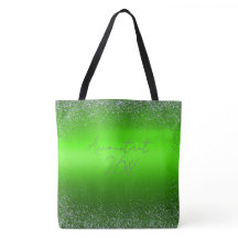 Green Brushed Metal Glitter Monogram Simple |