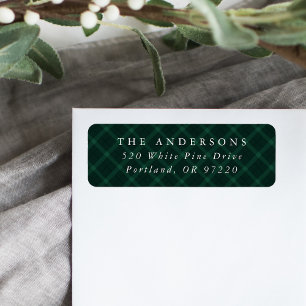 Green Brushed Plaid Holiday Return Address
