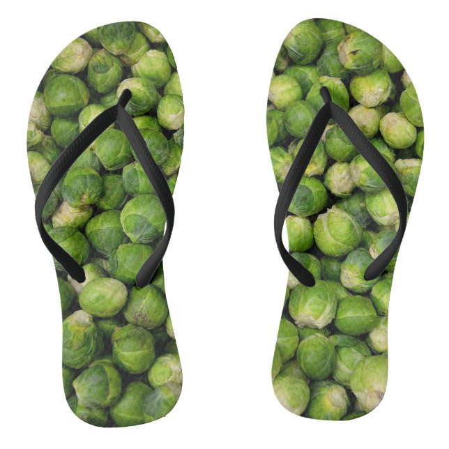 Green Brussels sprout vegetable pattern Flip Flops (Footbed)