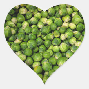 Green Brussels sprout vegetable pattern Heart Sticker