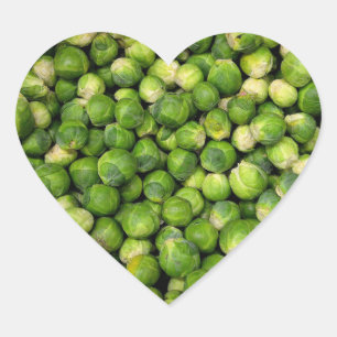 Green Brussels sprout vegetable pattern Heart Sticker