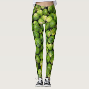 Green Brussels sprout vegetable pattern Leggings