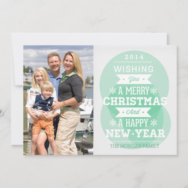 Green bubble typography Christmas holiday photo (Front)