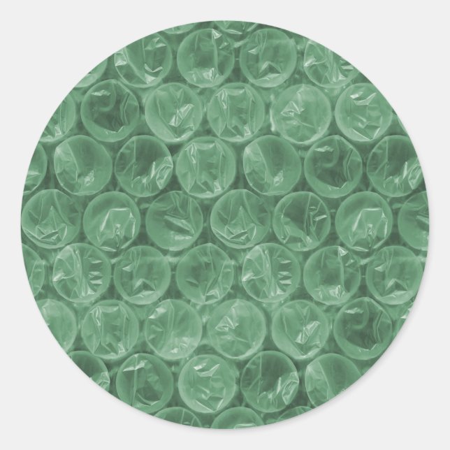 Green bubble wrap pattern classic round sticker (Front)