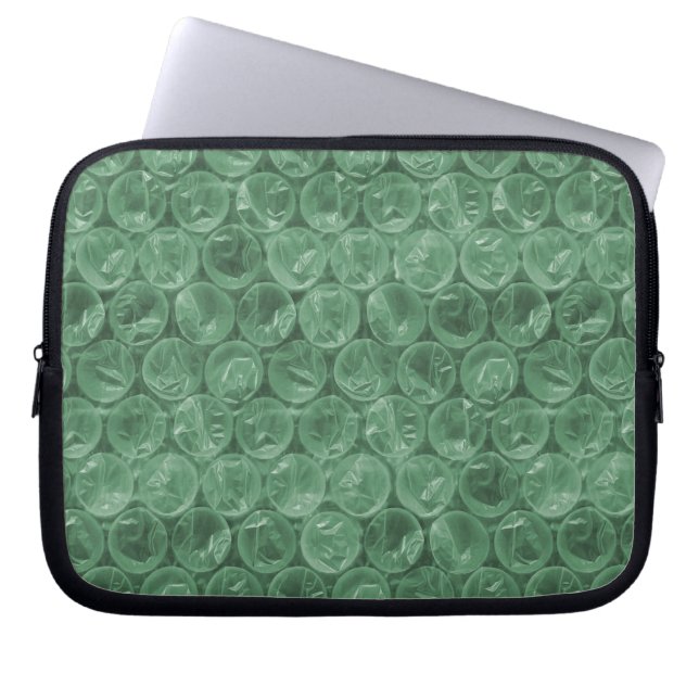Green bubble wrap pattern laptop sleeve (Front)