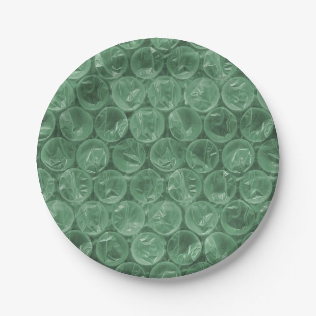 Green bubble wrap pattern paper plate (Front)