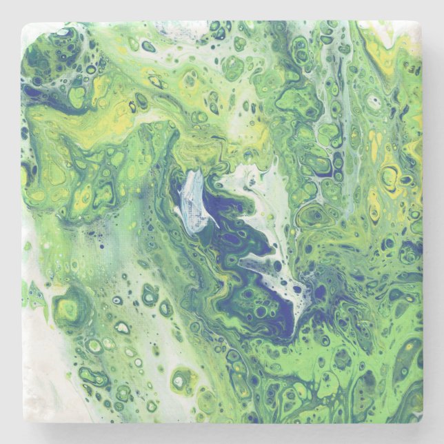 Green Bubbles Stone Coaster (Front)