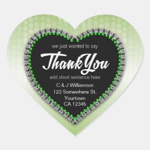 Green Bubbles Thank You Heart Shape Stickers
