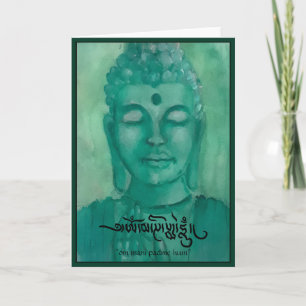 Green Buddha Blank Greeting Card