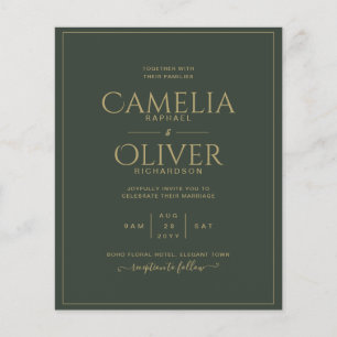 GREEN BUDGET Modern Elegant Classic Wedding Flyer