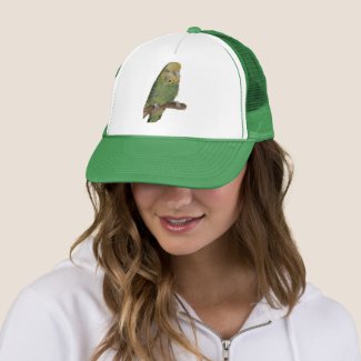 green budgie art cap