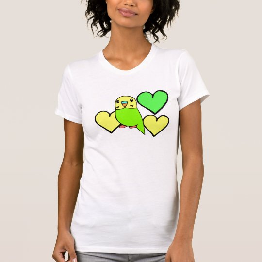 Green Budgie with Hearts T-shirt