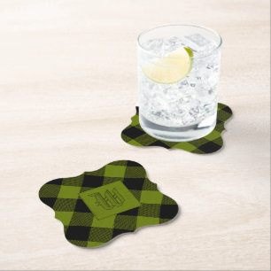Green Buffalo Check Garden Paper Coaster