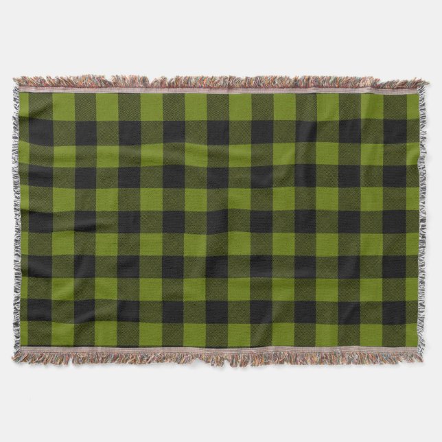 Green Buffalo Check Garden Throw Blanket (Front)