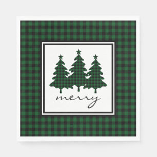 Green Buffalo Check Pine Trees Napkin