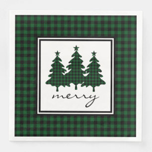 Green Buffalo Check Pine Trees Napkin