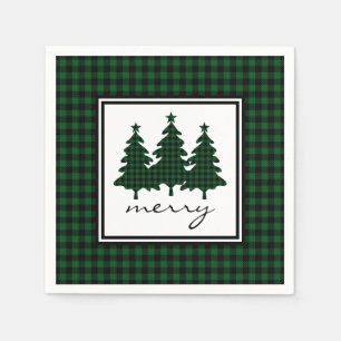 Green Buffalo Check Pine Trees Napkins