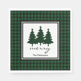Green Buffalo Check Pine Trees Personalised Napkin
