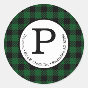 Green Buffalo Check Return Address Label