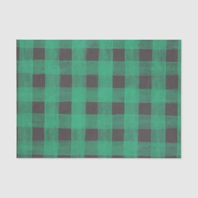 Green Buffalo plaid big checkers Tissue Paper (Front)