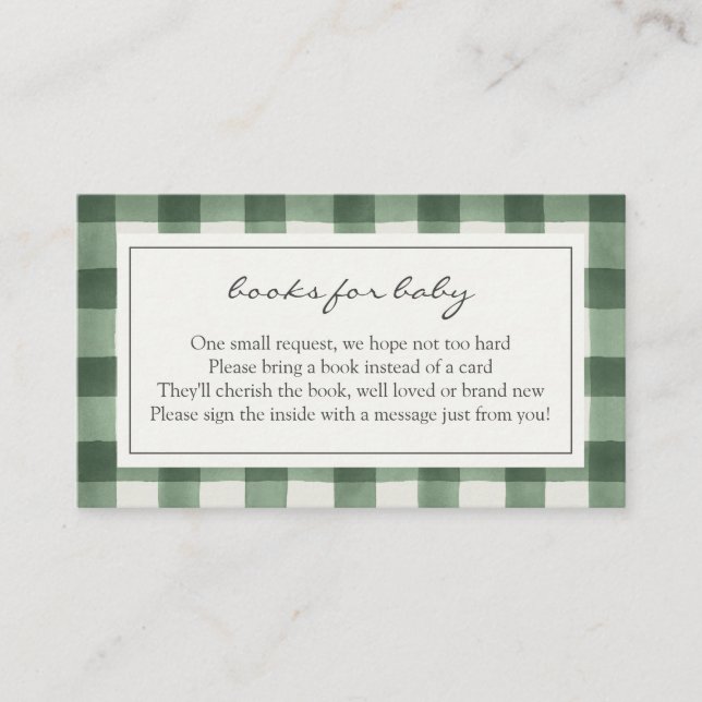 Green Buffalo Plaid Books for Baby Enclosure (Front)