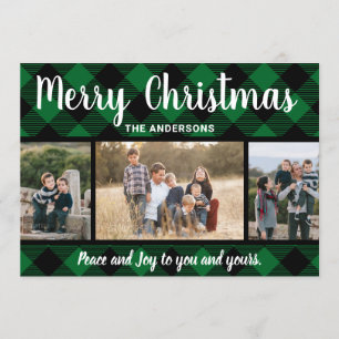 Green Buffalo Plaid Christmas Photo Card