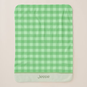 Green Buffalo Plaid Custom Name Unisex Baby Sherpa Blanket