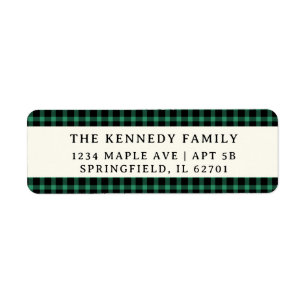 Green Buffalo Plaid Family Name Christmas Holiday