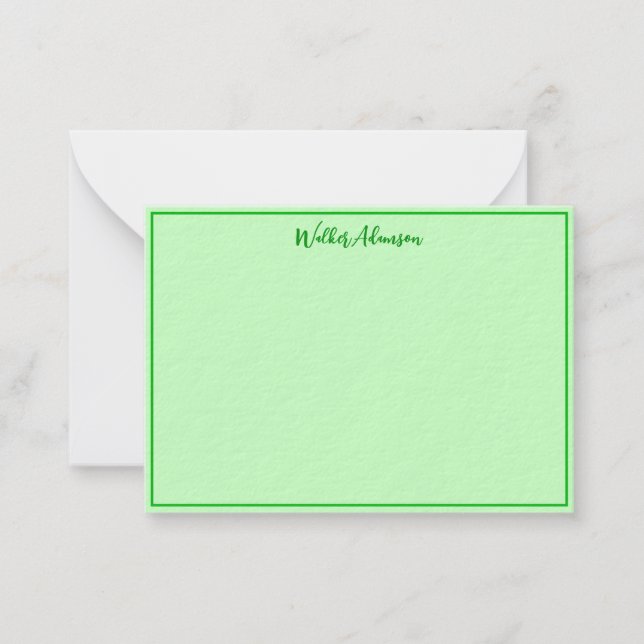Green Buffalo Plaid - Gingham Check Name Border  Card (Front)