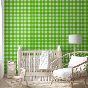Green Buffalo Plaid Gingham Check Textured Wallpaper