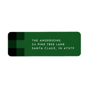 Green Buffalo Plaid Holiday Return Address
