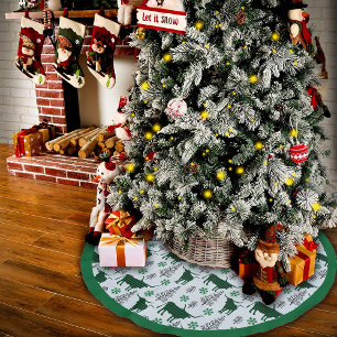 Green Buffalo Plaid Longhorn Pattern Brushed Polyester Tree Skirt