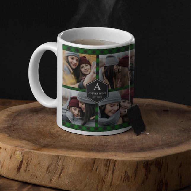 Green Buffalo Plaid Lumberjack Photo Collage Coffee Mug (Creator Uploaded)
