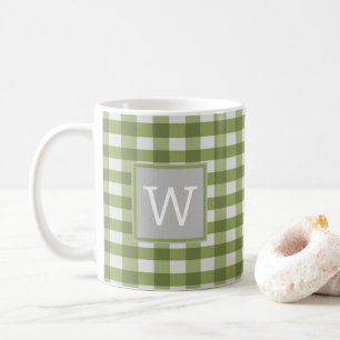 Green Buffalo Plaid Monogram Mug