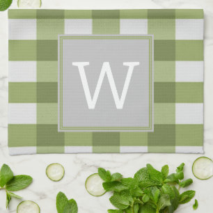 Green Buffalo Plaid Monogram Towel