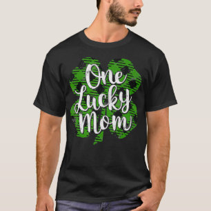 Green Buffalo Plaid Mum St Patricks Day One Lucky T-Shirt