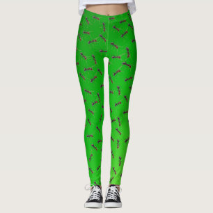 Green Bull Ants Pattern, Leggings