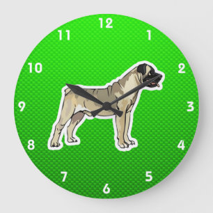 Green Bullmastiff Large Clock